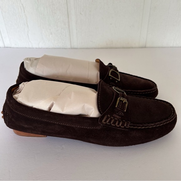 RALPH LAUREN PURPLE LABEL COCOA BROWN SUEDE DRIVING LOAFER MOCCASINS SIZ… - Picture 5 of 15